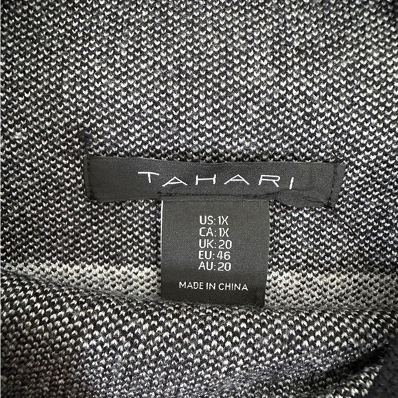 Tahari | Black & White Star Knit Sweater Mock Neck Boho Fair Isle Style Size 1X - Picture 7 of 8